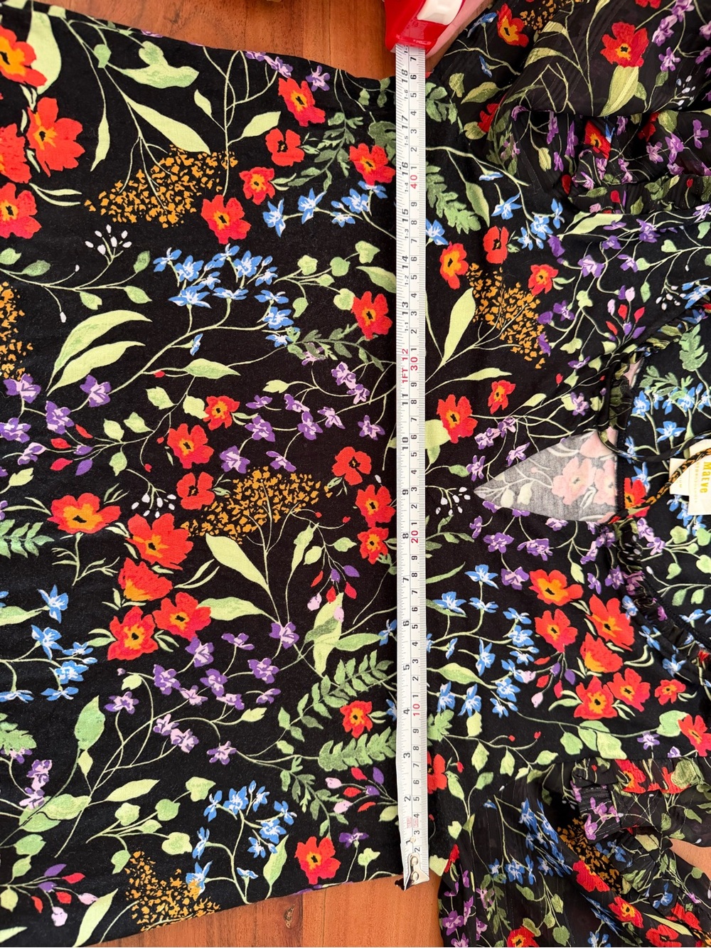 Anthropologie Black Floral Puff Sleeve Peasant Blouse Size M - Picture 5 of 7